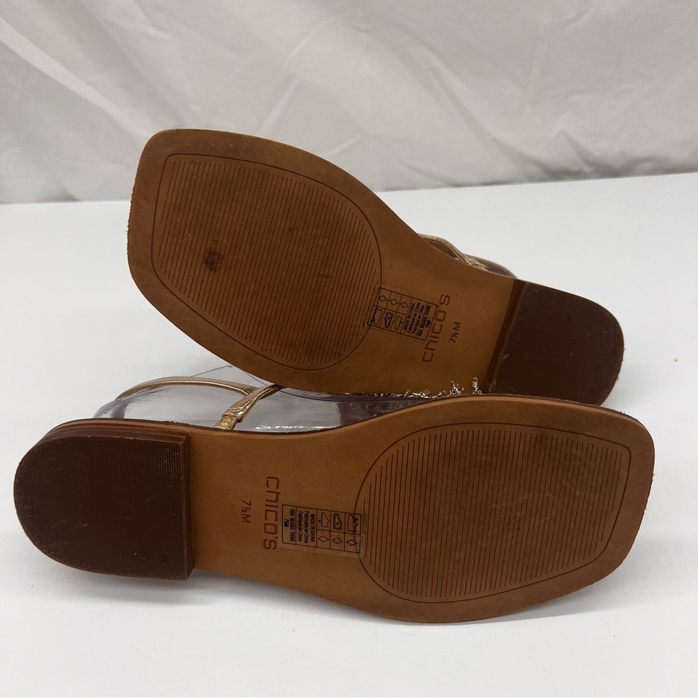 CHICOS Gold T-Strap Sandals Size 7.5 - Picture 13 of 15